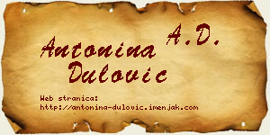Antonina Dulović vizit kartica
